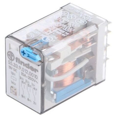 Finder 55.33.9.012.0010 Relais enfichable 12 V/DC 10 A 3 inverseurs (RT) 1 pc(s) Y524753