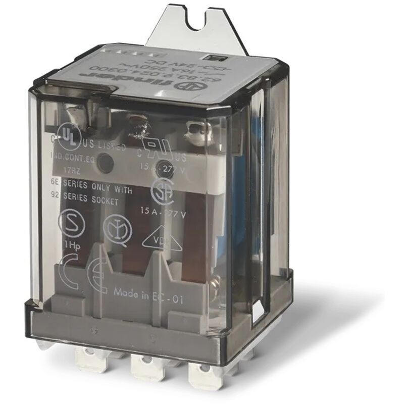 Relais de puissance Finder 2 rt, bobine 230V c.c. Montage sur platine ( Prix pour 1 )