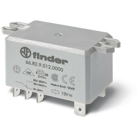 Finder 66.82.9.012.0000 - Relais de puissance Faston250 2RT 30A 250Vac 12Vdc avec Pattes de fixations