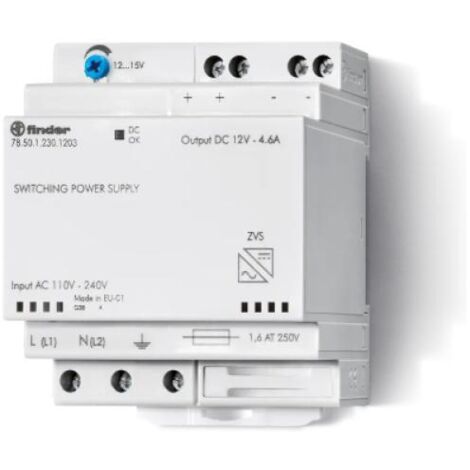 Finder 78.50.1.230.1202 Alimentation rail DIN 12 V/DC 4.6 A 50 W Contenu 1 pc(s)