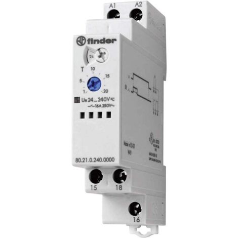 Finder 80.21.0.240.0000 80.21.0.240.0000 Relais temporisé monofonction 1 pc(s) Plage temporelle: 0.1 s - 20 h 1 inverseur (RT) S72931
