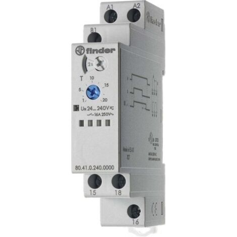 FINDER 804102400000PAS RELAIS TEMPORISÉ MODULAIRE FONCTION BE 1RT 16 A DE 24 À 240 VAC/DC 0,1 S À 24 H