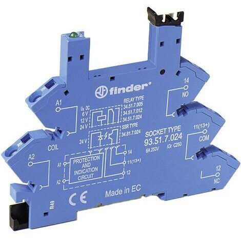 Finder 93.51.7.024 Support relais Adapté pour série (relais): Finder série 34 Finder 34.51, Finder 34.81 (L x l x H) 93.6 x 6.2 x 76 mm 1 pc(s) S72585