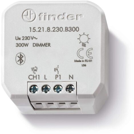 Finder Dimmer elettronico Bluetooth YESLY Tipo 15218230B300. Varialuce con montaggio a incasso. 7 funzioni selezionabili. Comandabile con App.