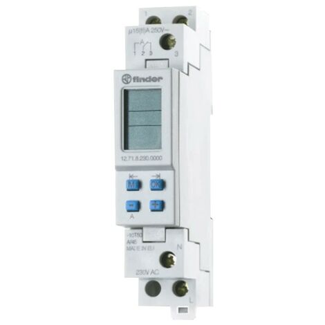 Finder – Interrupteur horaire numérique 230V AC – 16A – Programmation hebdomadaire – Montage rail DIN 35mm – Précision 0,5 jour