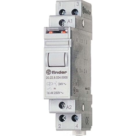 FINDER SERIE 20 ? INTERRUTTORE BIPOLARE 2 NA 230 VAC AGSNO2 RAIL 35 MM