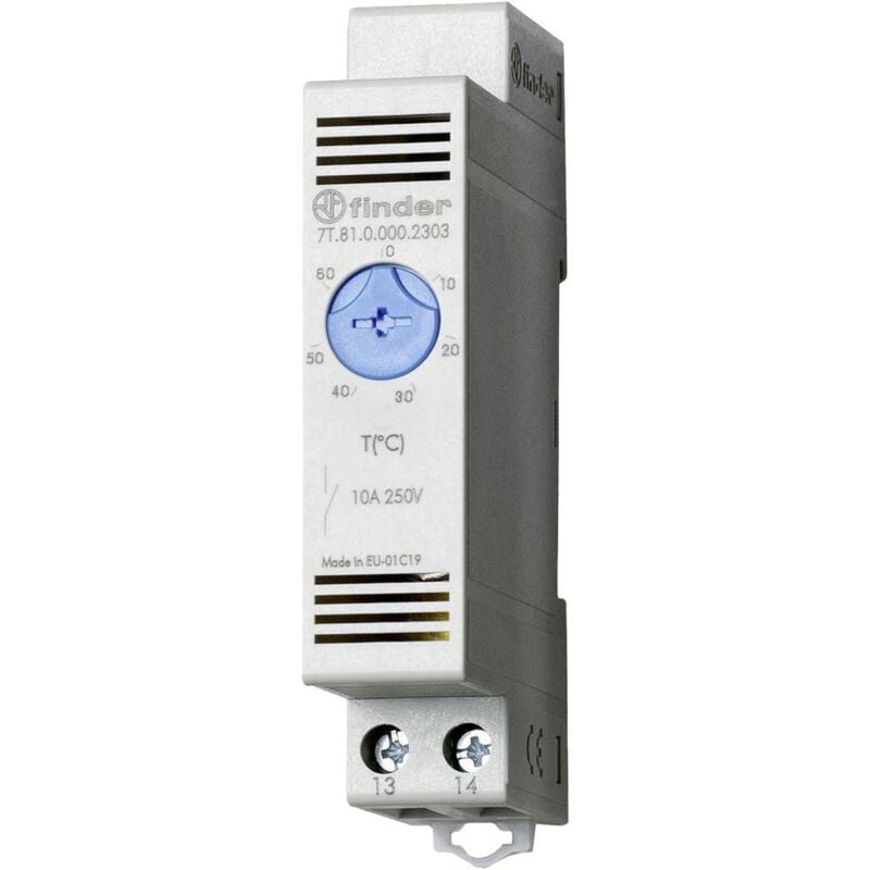 Thermostat d'armoire de distribution 7T.81.0.000.2302 250 v/ac 1 no (t) (l x h) 17.5 mm x 88.8 mm 1 pc(s) - Finder