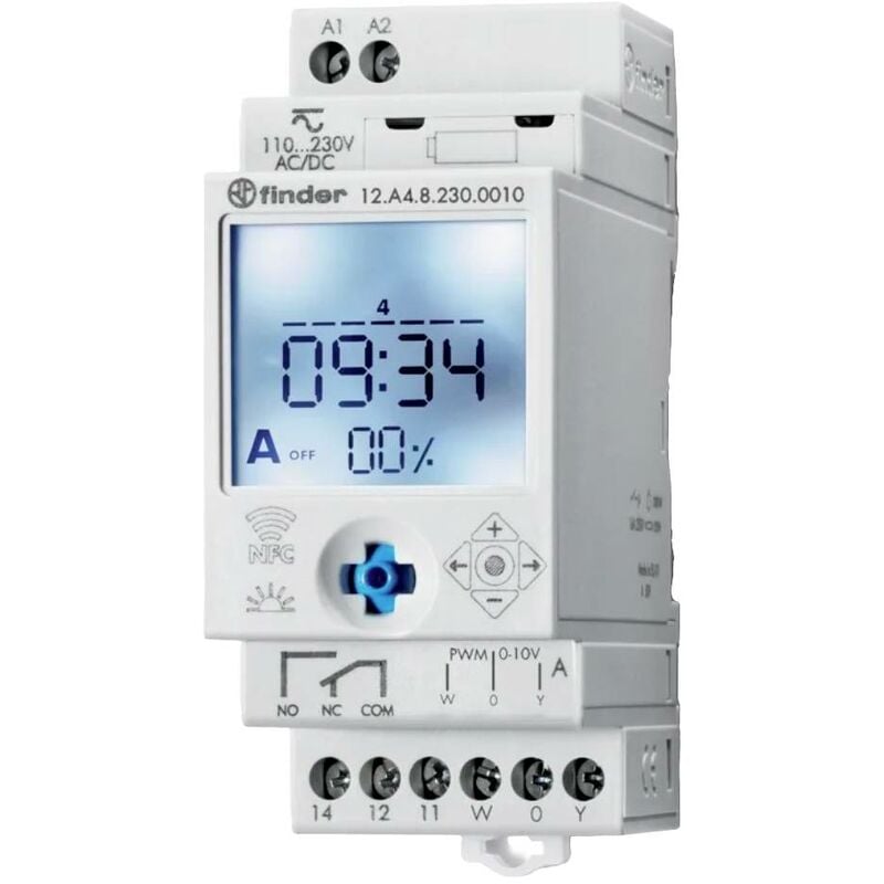 12.A4.8.230.0010 Interrupteur horaire pour rail 230 v/dc, 230 v/ac programme hebdomadaire C894352 - Finder