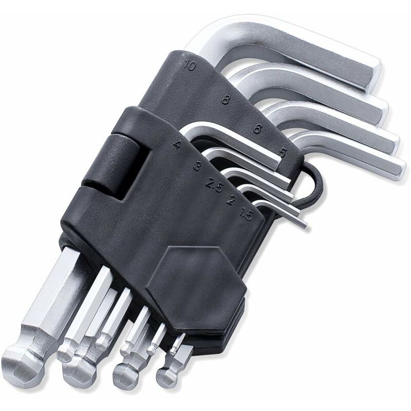 Image of XJ193129P Allen Wrench Set, Hex Key Set with Arm Ball End, Metric, Set of 9 pieces, Standard - Finder