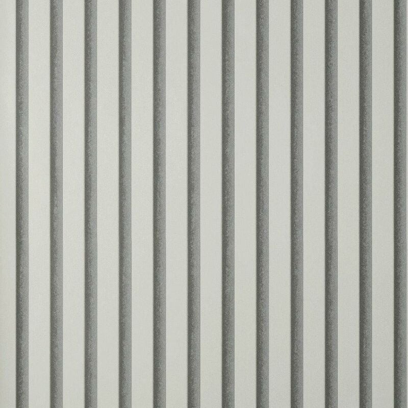 Acoustic Wood Panels Light Grey Wallpaper Modern Stylish Feature Wall - Fine Decor