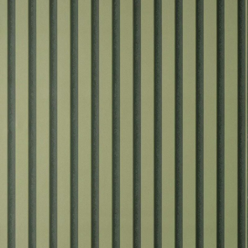 Acoustic Wood Panels Sage Green Wallpaper Modern Stylish Feature Wall - Fine Decor