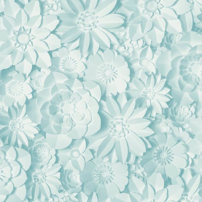 Fine Decor - 3D Effect Floral Wallpaper Flowers Light Blue Washable Dimensions