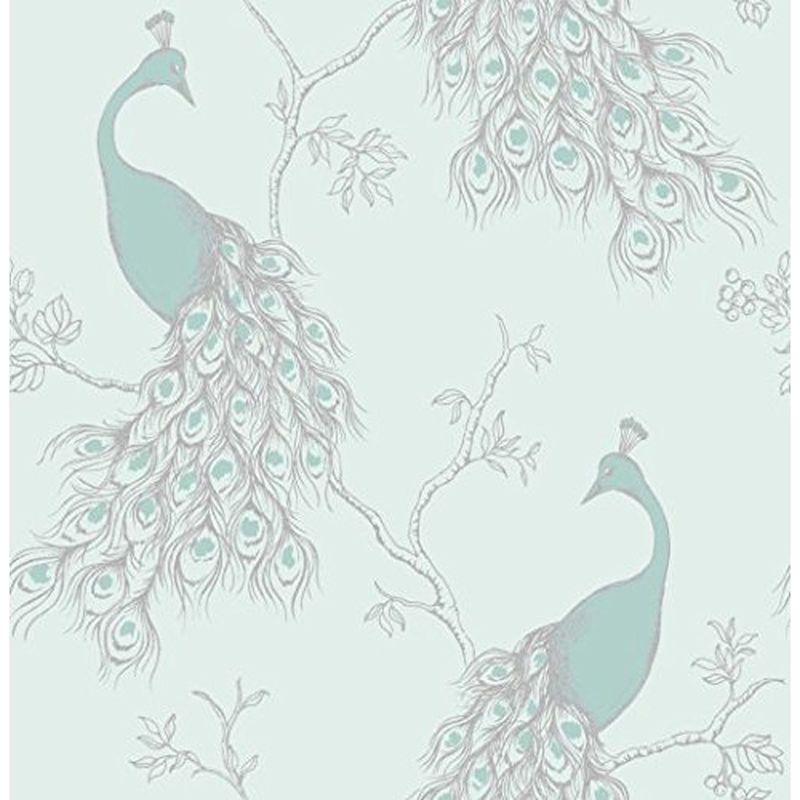 Fine Decor Empress Peacock Wallpaper Duck Egg Blue Teal