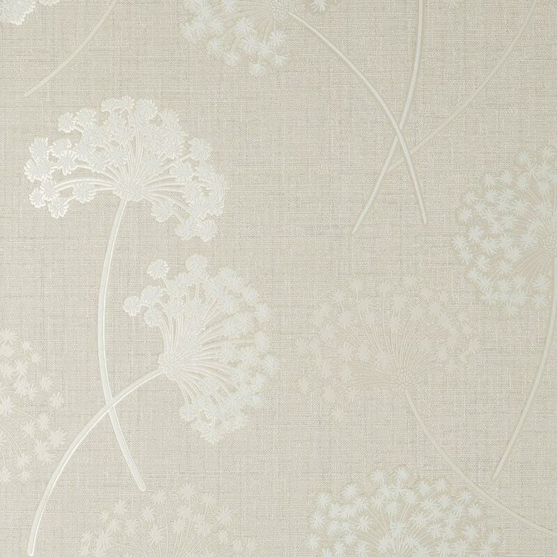 Grace Allium Stone Silver Wallpaper Floral Metallic Textured Vinyl - Fine Decor