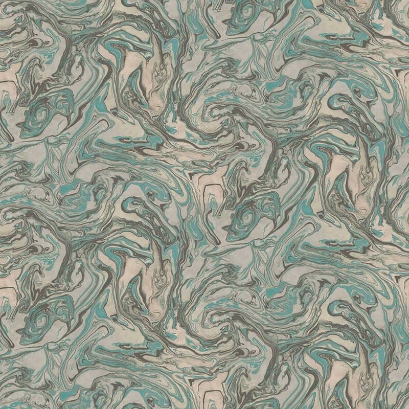 Fine Decor - Marble Teal Silver Wallpaper Paste The Wall Textured Metallic Modern