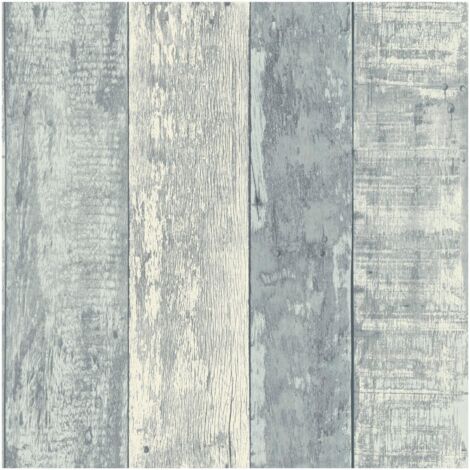 Fine Decor Rustic Wood Stripe Blue Wallpaper Paste The Paper Washable Modern Wooden Panel Plank