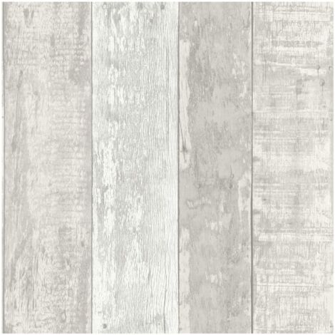 Fine Decor Rustic Wood Stripe Soft Grey Wallpaper Paste The Paper Washable Wooden Plank Panel