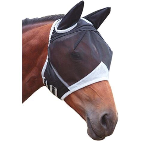 Fine mesh mosquito mask with horse ears Black and white Size M