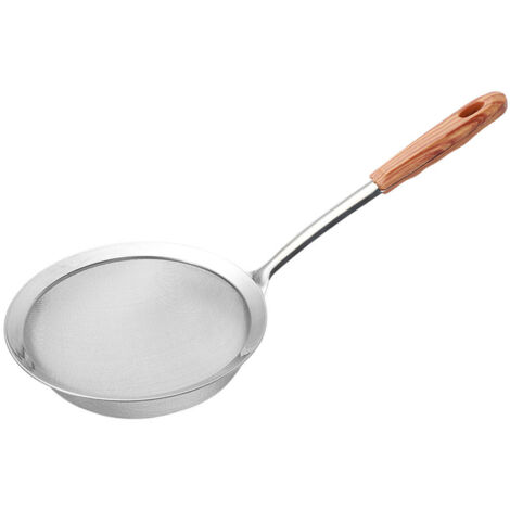 Fine Mesh Strainer Stainless Steel Kitchen Food Strainer with Wood Like Grain Handle for Rice Oil Pasta Noodles Vegetables M 380x133mm