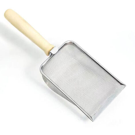 Fine-pored cat litter scoop, small particle cat litter scoop, stainless steel scoop for fine sand, 1.5 mesh/16 mesh (suitable for fine sand 0.8-1.2)