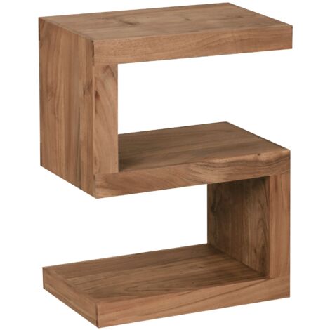 FineBuy Beistelltisch Massivholz S Cube 60cm hoch Wohnzimmer-Tisch Design Landhaus-Stil Couchtisch Farbe wählbar