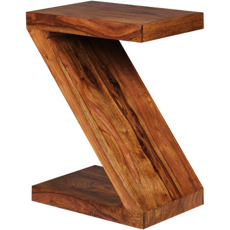 FineBuy Beistelltisch Massivholz "Z" Cube 59cm hoch Wohnzimmertisch Landhaus-Stil Braun Couchtisch Farbe wählbar