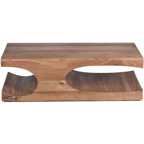 FineBuy Couchtisch Massiv-Holz 120 cm breit Wohnzimmer-Tisch Design braun Landhaus-Stil Beistelltisch Farbe wählbar