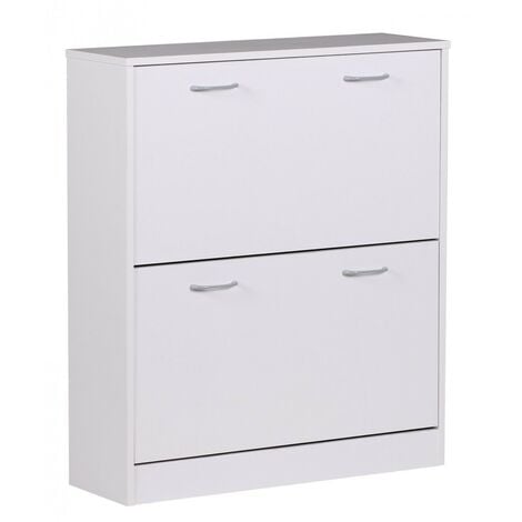 FineBuy Schuhkipper KIEL 75 x 87 x 24 cm Farbe mit 2 Klappen 20 Paar Schuhe Moderner Schuhschrank aus MDF Schuhregal schmal Kommode für Flur