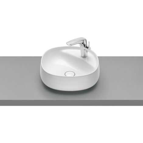 FINECERAMIC® lavabo à poser - ROCA Couleur : Blanc - Dimensions : 455x455x160 mm