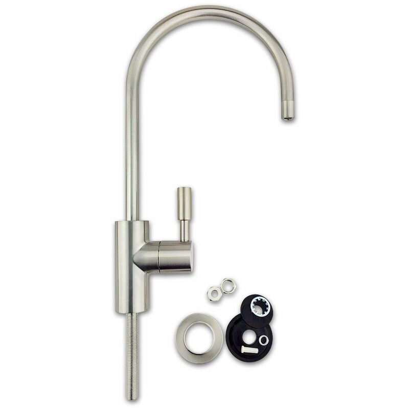 Finerfilters Luxury Water Filter Tap - Brushed Nickel Finish. Fits all 1/4" Water Filter & Reverse Osmosis Systems.
