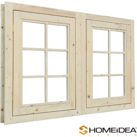 Finestra apribile per casetta in legno mis. 124 x 81 cm con doppia anta senza plexiglass