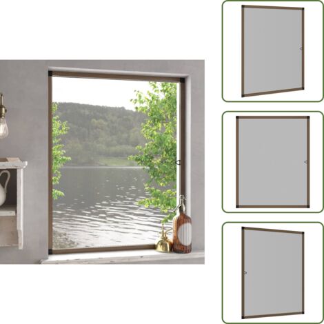 Finestra con zanzariera - vidaXL Zanzariera per Finestre Marrone 100x120 cm - Zanzariera in alluminio