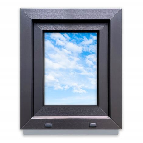 Finestra in PVC ANTRACITE 50x60 SINISTRA, NUOVA 500x600 mm anta-ribalta, doppio vetro