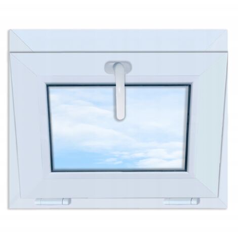 Finestra in PVC bianca 55x45 basculante 550x450 a vasistas doppio vetro nuova
