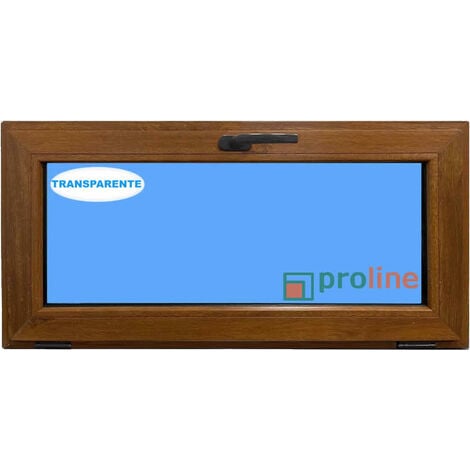Finestra in PVC L1000 mm x H500 mm  Rovere Dorato, A Vasistas Vetro Trasparente