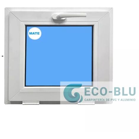 ECO-BLU Finestra in PVC L500 mm x H400 mm Bianco, A Vasistas Vetro Satinato