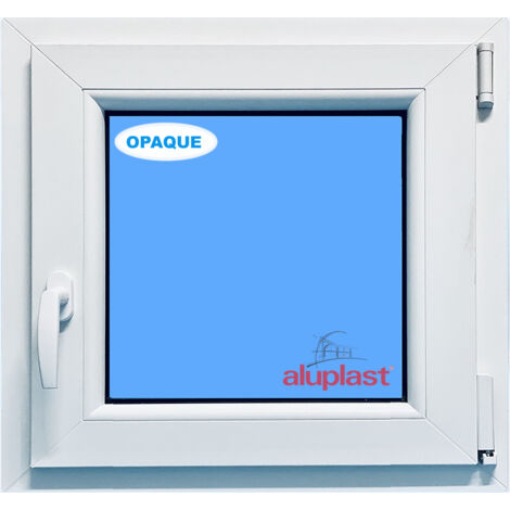 Finestra in PVC L500 mm x H500 mm Bianco, Oscillo-battente Apertura Destra Vetro Satinato
