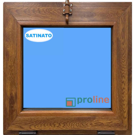 ECO-BLU Finestra in PVC L500 mm x H500 mm Rovere Dorato, A Vasistas Vetro Satinato