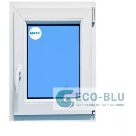 ECO-BLU Finestra in PVC L600 mm x H1000 mm Bianco, Oscillo-battente Apertura Destra Vetro Satinato