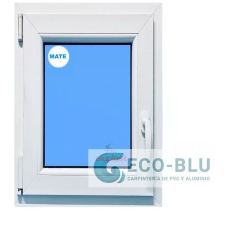 ECO-BLU Finestra in PVC L600 mm x H1000 mm Bianco, Oscillo-battente Apertura Sinistra Vetro Satinato