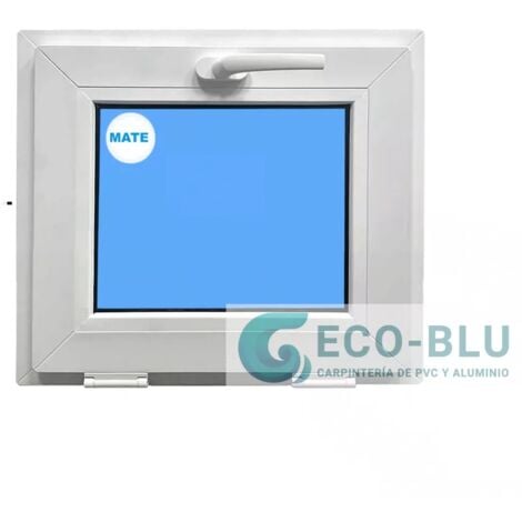 ECO-BLU Finestra in PVC L600 mm x H400 mm Bianco, A Vasistas Vetro Satinato
