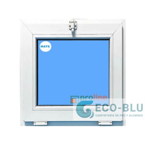ECO-BLU Finestra in PVC L600 mm x H600 mm Bianco, A Vasistas Vetro Satinato