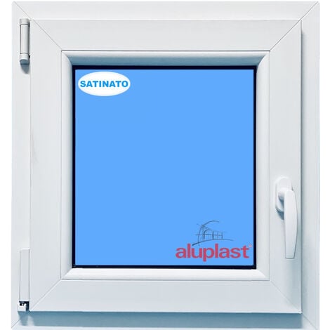 Finestra in PVC L600 mm x H700 mm Bianco, Oscillo-battente Apertura Sinistra Vetro Satinato