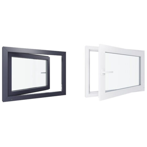 Finestra in PVC - Triplo vetro - Bicolore - Bianco e grigio - 1000 mmx800 mm cm
