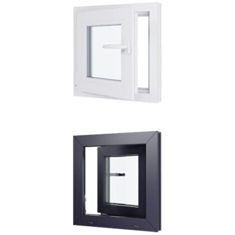 Finestra in PVC - Triplo vetro - Bicolore - Bianco e grigio - 500 mmx500 mm cm