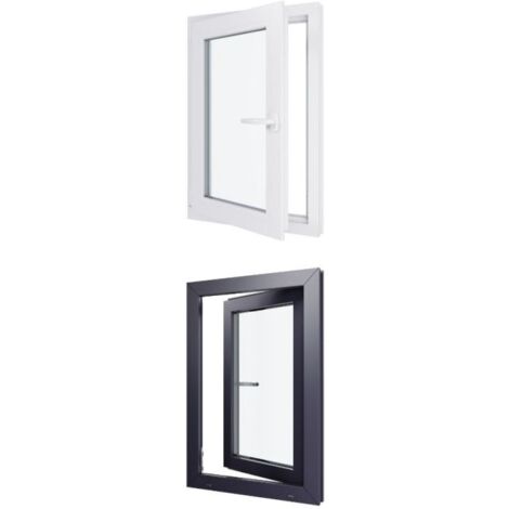 Finestra in PVC - Triplo vetro - Bicolore - Bianco e grigio - 600 mmx900 mm cm