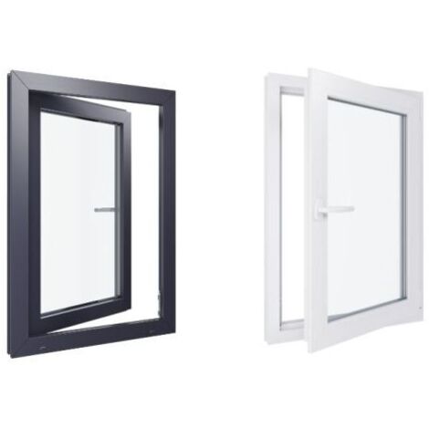 Finestra in PVC - Triplo vetro - Bicolore - Bianco e grigio - 700 mmx1000 mm cm