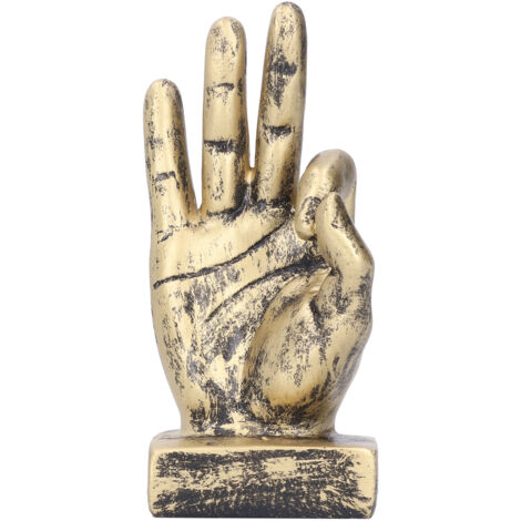 Fingerfigur aus Kunstharz, OK-Geste-Skulptur, Bürodekoration, Retro-Wohndekoration, Messingfarben