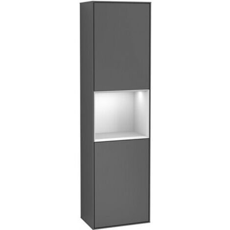 Finion, Armoires hautes, 418 x 1516 x 270 mm, Angulaire,avec meuble étagère (éclairé), modèle suspendu, En bois, éclairage LED, 1x LED / 2,3W, 2700 K à 6480 K, Peony Matt Lacquer
