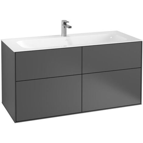 Finion, Meubles sous lavabo, 1196 x 591 x 498 mm, Angulaire, modèle suspendu, En bois, Black Matt Lacquer
